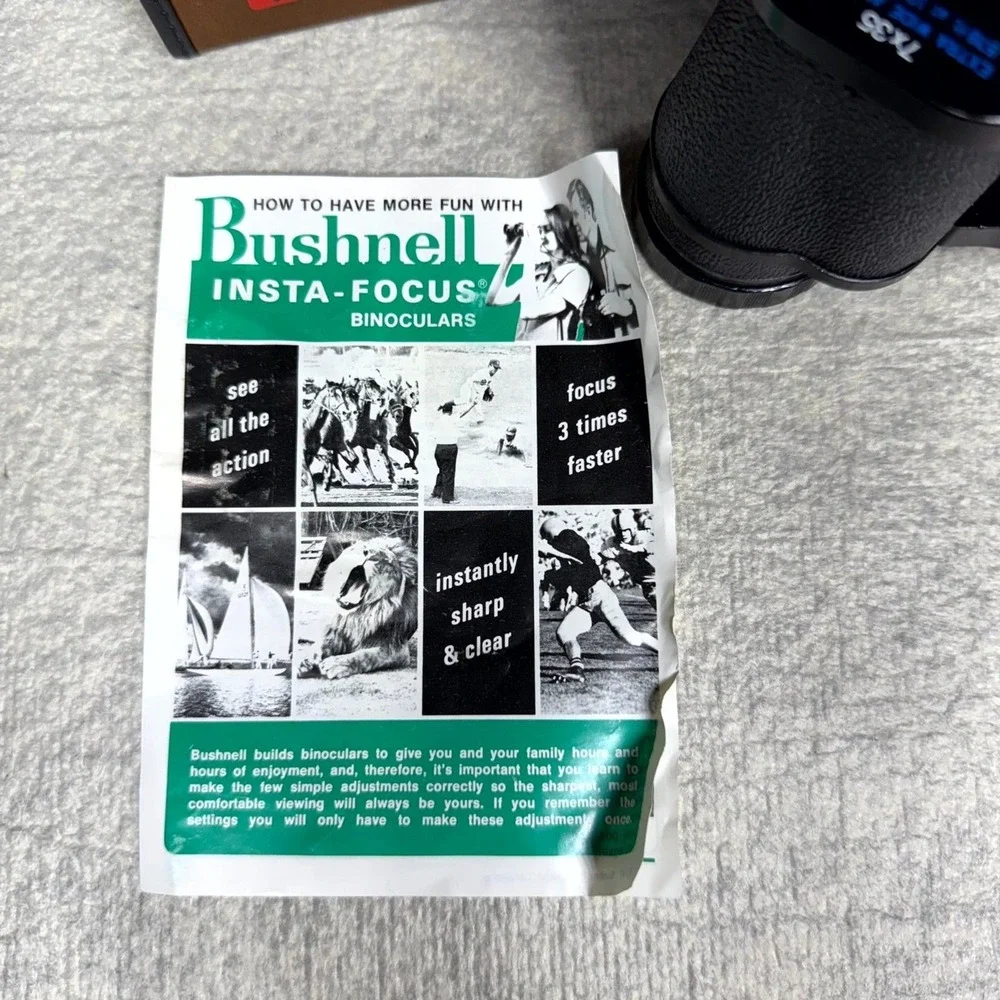 Bushnell‎ Insta-Focus Binoculars w Rare Hard Cover Jack In The Box Case Vintage